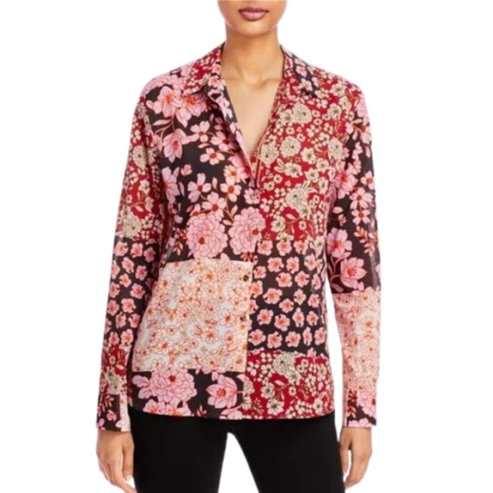 Johnny Was Flora Mix Print Button-up Cotton Shirt in Multi